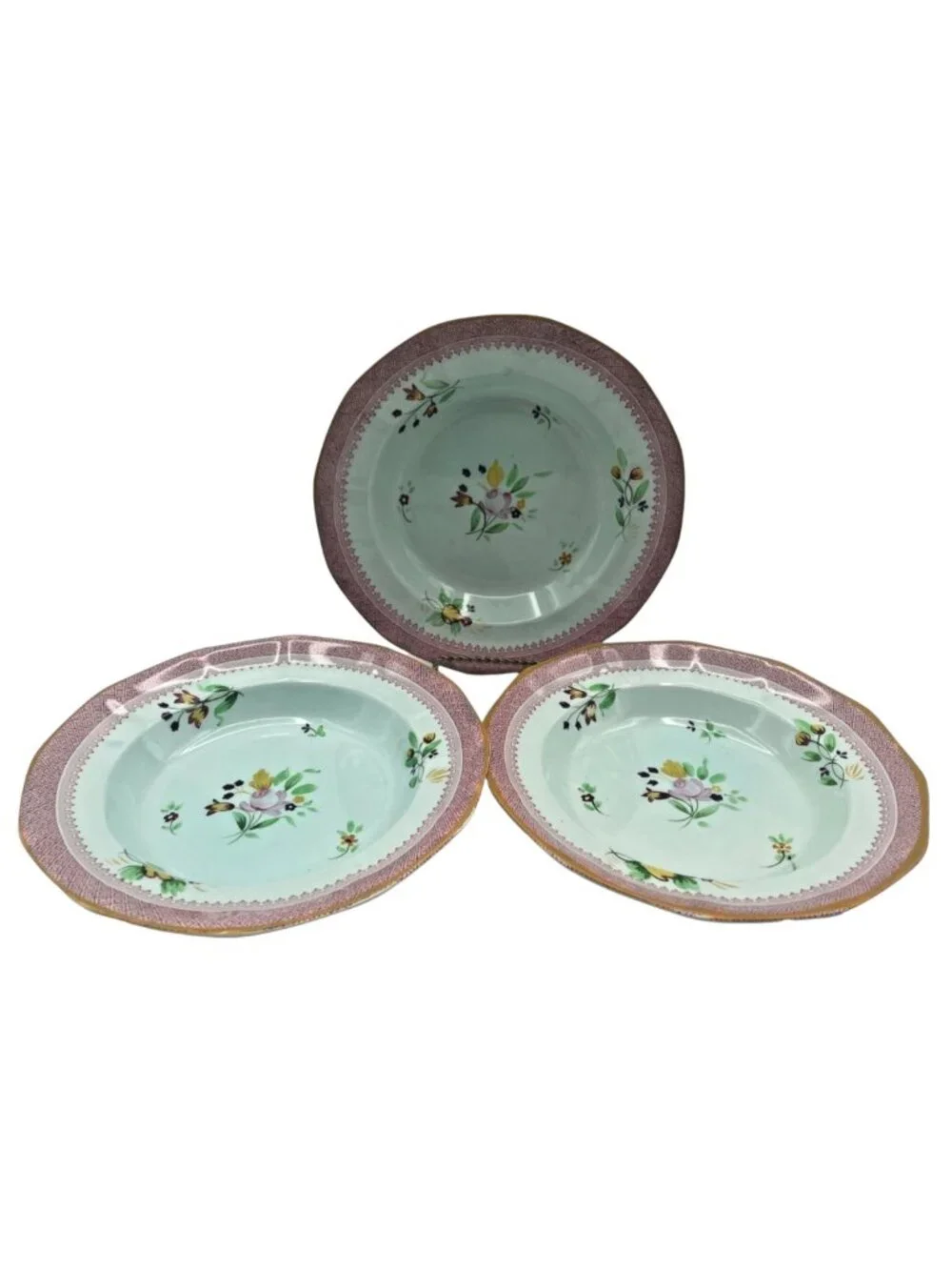 Set of 3 Adams Calyx Ware Lowestoft 8
